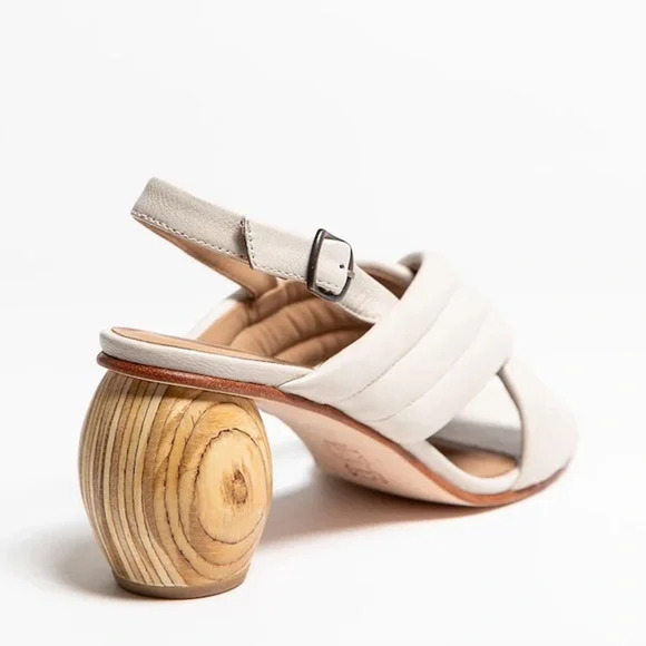 Huma Blanco Franny Wooden Heel Slingback Sandals Bone Women's Size 40 / US 9.5 - Picture 2 of 8